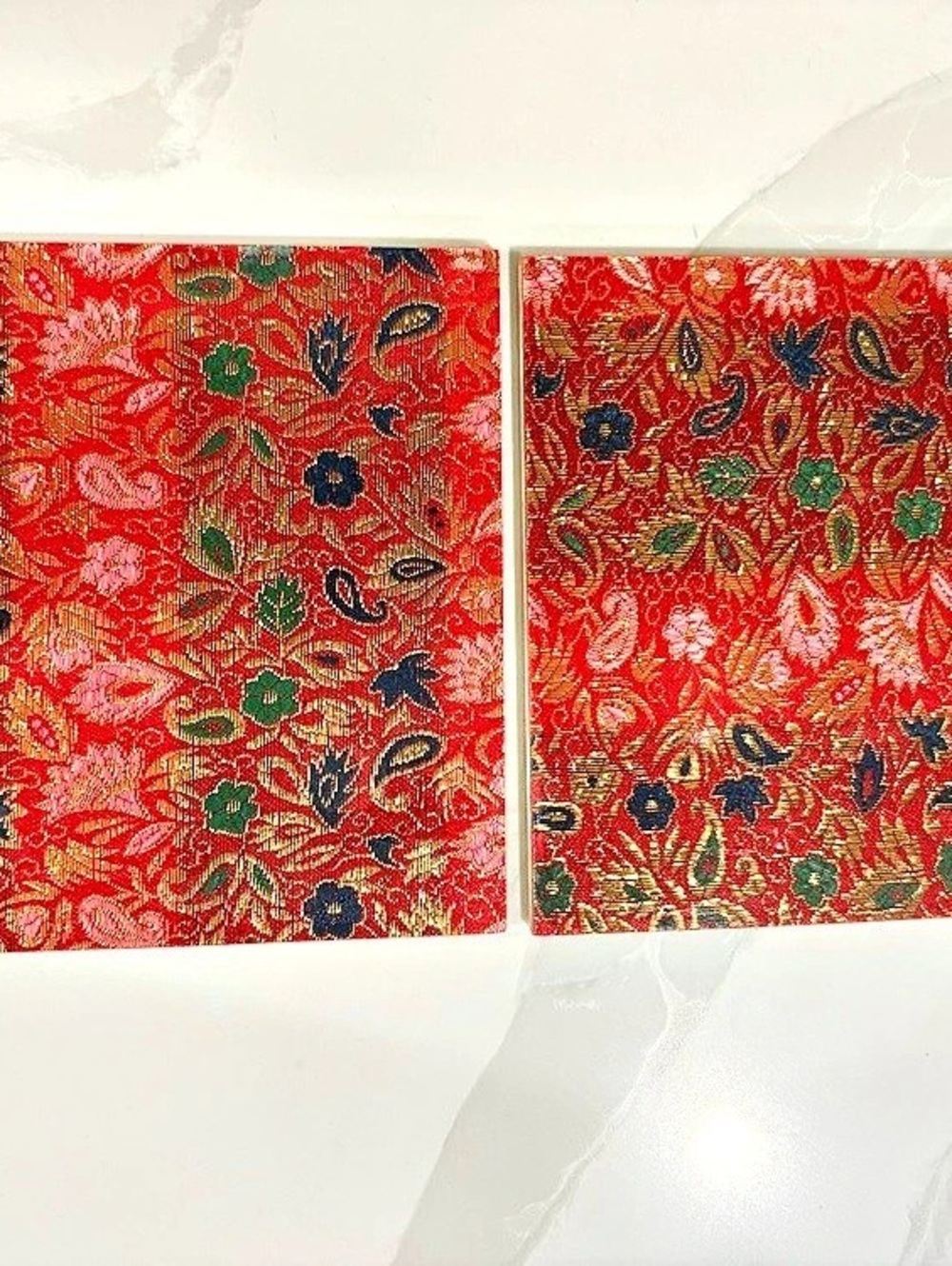 Red & Gold Floral Decor Tiles Made In Japan
